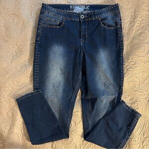 Hydraulic Women's Dark Blue Studded Skinny Ankle Jeans